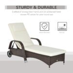 Outsunny Rattan Sun Lounger Recliner – Adjustable Garden Chair with Headrest & Fire Retardant Cushion - Image 4