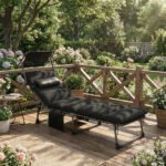 Outsunny Folding Sun Lounger with Canopy – Reclining Sunbed with Cushion, Side Pocket & Carry Handle - Image 38