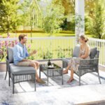 Outsunny Rattan Corner Sofa Set – 3 Piece Garden Lounge Set with Chaise, Table & Cushions - Image 9