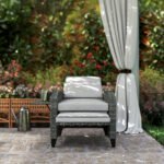 Outsunny Outdoor Recliner Chair – Adjustable Backrest & Footrest with Cushion & Side Tray - Image 27