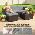 Outsunny 3 Piece Rattan Garden Corner Sofa Set with Cushions – Outdoor Patio Furniture, - Image 5