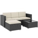 Outsunny 3 Piece Rattan Garden Corner Sofa Set with Cushions – Outdoor Patio Furniture, - Image 10