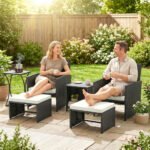 Outsunny 6-Piece Rattan Garden Furniture Set – Space-Saving Patio Chairs & Tables - Image 9