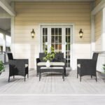 Outsunny 4 Seater Rattan Garden Furniture Set – Loveseat, 2 Armchairs, Glass Coffee Table, Cushions, - Image 18