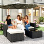 Outsunny 3 Piece Rattan Garden Corner Sofa Set with Cushions – Outdoor Patio Furniture, - Image 11