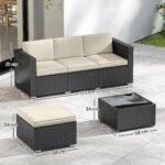 Outsunny 3 Piece Rattan Garden Corner Sofa Set with Cushions – Outdoor Patio Furniture, - Image 12