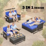 Outsunny Double Rattan Garden Daybed – Adjustable Chaise Lounger with Storage Ottoman - Image 4