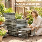 Outsunny 6-Piece Rattan Garden Furniture Set – Space-Saving Patio Chairs & Tables - Image 13