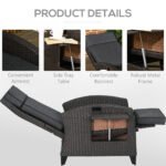 Outsunny Outdoor Recliner Chair – Adjustable Backrest & Footrest with Cushion & Side Tray - Image 15