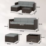 Outsunny 3 Piece Rattan Garden Corner Sofa Set with Cushions – Outdoor Patio Furniture, - Image 3