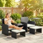 Outsunny 6-Piece Rattan Garden Furniture Set – Space-Saving Patio Chairs & Tables - Image 2