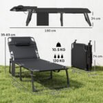 Outsunny Folding Sun Lounger – 5 Position Garden Recliner with Cushions - Image 21