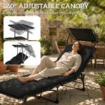 Outsunny Folding Sun Lounger with Canopy – Reclining Sunbed with Cushion, Side Pocket & Carry Handle - Image 40