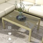 Outsunny 5 Piece Aluminium Garden Corner Sofa Set – 6 Seater Patio Furniture with Cushions & Glass Table - Image 6