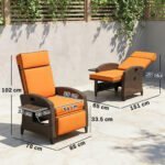 Outsunny Outdoor Recliner Chair – Adjustable Backrest & Footrest with Cushion & Side Tray - Image 30