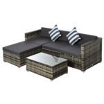 Outsunny 4-Seater Rattan Garden Sofa Set – Luxury Outdoor Wicker Patio Furniture - Image 19