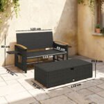 Outsunny Double Rattan Garden Daybed – Adjustable Chaise Lounger with Storage Ottoman - Image 3