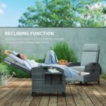 Outsunny Outdoor Recliner Chair – Adjustable Backrest & Footrest with Cushion & Side Tray - Image 22