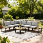 Outsunny 6 Piece Rattan Garden Corner Sofa Set – Loveseat, Sofa with Side Table & Coffee Table - Image 2