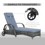 Outsunny Rattan Sun Lounger Recliner – Adjustable Garden Chair with Headrest & Fire Retardant Cushion - Image 13
