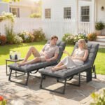 Outsunny Folding Sun Lounger – 5 Position Garden Recliner with Cushions - Image 11