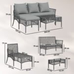 Outsunny Rattan Corner Sofa Set – 3 Piece Garden Lounge Set with Chaise, Table & Cushions - Image 3