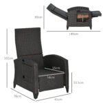 Outsunny Outdoor Recliner Chair – Adjustable Backrest & Footrest with Cushion & Side Tray - Image 12