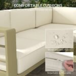 Outsunny 5 Piece Aluminium Garden Corner Sofa Set – 6 Seater Patio Furniture with Cushions & Glass Table - Image 5