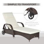 Outsunny Rattan Sun Lounger Recliner – Adjustable Garden Chair with Headrest & Fire Retardant Cushion - Image 7
