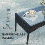 Outsunny 4 Seater Rattan Garden Furniture Set – Loveseat, 2 Armchairs, Glass Coffee Table, Cushions, - Image 25