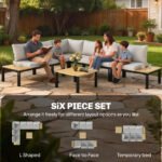 Outsunny 6 Piece Rattan Garden Corner Sofa Set – Loveseat, Sofa with Side Table & Coffee Table - Image 4