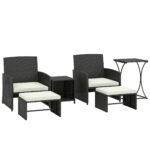 Outsunny 6-Piece Rattan Garden Furniture Set – Space-Saving Patio Chairs & Tables