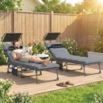 Outsunny Folding Sun Lounger with Canopy – Reclining Sunbed with Cushion, Side Pocket & Carry Handle - Image 11