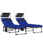 Outsunny Folding Sun Lounger with Canopy – Reclining Sunbed with Cushion, Side Pocket & Carry Handle - Image 19