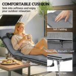 Outsunny Folding Sun Lounger with Canopy – Reclining Sunbed with Cushion, Side Pocket & Carry Handle - Image 15