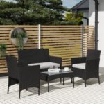 Outsunny 4 Seater Rattan Garden Furniture Set – Loveseat, 2 Armchairs, Glass Coffee Table, Cushions, - Image 20