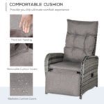 Outsunny 2 Seater Rattan Chaise Lounge Set with Reclining Seats & Cushions – Patio Garden Sofa - Image 16