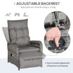 Outsunny 2 Seater Rattan Chaise Lounge Set with Reclining Seats & Cushions – Patio Garden Sofa - Image 14