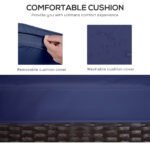 Outsunny 3 Piece Rattan Bistro Set – Garden Furniture Set with Glass Top Table, Cushioned Chairs & Cover - Image 23