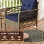 Outsunny 3 Piece Rattan Bistro Set with Glass Top Coffee Table & Cushioned Chairs – Garden Patio Furniture - Image 23