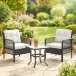 Outsunny 3 Piece Rattan Bistro Set with Glass Top Coffee Table & Cushioned Chairs – Garden Patio Furniture - Image 36