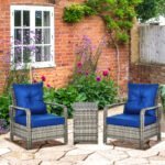 Outsunny 3 Piece Rattan Bistro Set with Storage Coffee Table & Cushioned Chairs – Garden Patio Furniture - Image 2