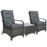 Outsunny 3 Piece Rattan Bistro Set – Garden Furniture Set with Glass Top Table, Cushioned Chairs & Cover - Image 10
