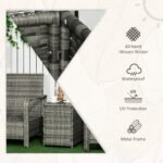 Outsunny 3 Piece Rattan Bistro Set with Storage Coffee Table & Cushioned Chairs – Garden Patio Furniture - Image 22