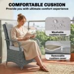 Outsunny 3 Piece Rattan Bistro Set – Garden Furniture Set with Glass Top Table, Cushioned Chairs & Cover - Image 33