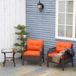 Outsunny 3 Piece Rattan Bistro Set with Glass Top Coffee Table & Cushioned Chairs – Garden Patio Furniture - Image 11