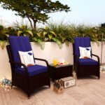 Outsunny 3 Piece Rattan Bistro Set – Garden Furniture Set with Glass Top Table, Cushioned Chairs & Cover - Image 20