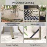 Outsunny 3 Piece Rattan Bistro Set with Glass Top Coffee Table & Cushioned Chairs – Garden Patio Furniture - Image 25