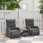 Outsunny 2 Seater Rattan Chaise Lounge Set with Reclining Seats & Cushions – Patio Garden Sofa - Image 20