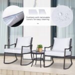 Outsunny 3 Piece Rattan Bistro Set with 2-Tier Coffee Table & Cushioned Chairs – Garden Patio Furniture - Image 7